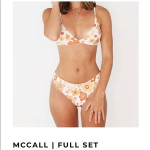Aurelle Mccall swimsuit full set, never worn, size SMALL, orange dainty flowers
